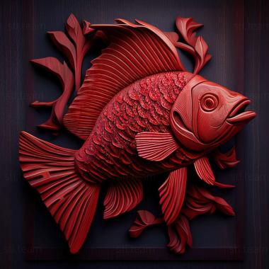 3D model Red paku fish (STL)